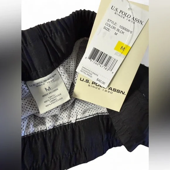 U.S. Polo Assn. black striped swim shorts Size M - Picture 4 of 4